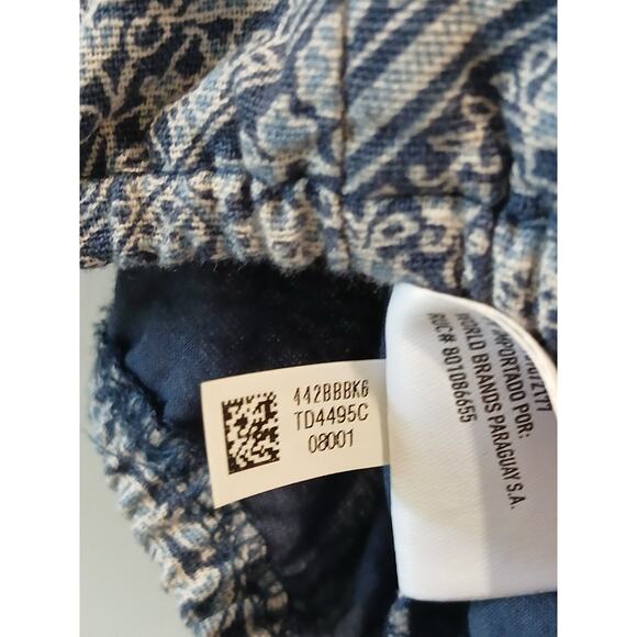 American Eagle Floral Crop Tank Top Blue White Womens Size Med Cottage Peasant - Picture 8 of 10